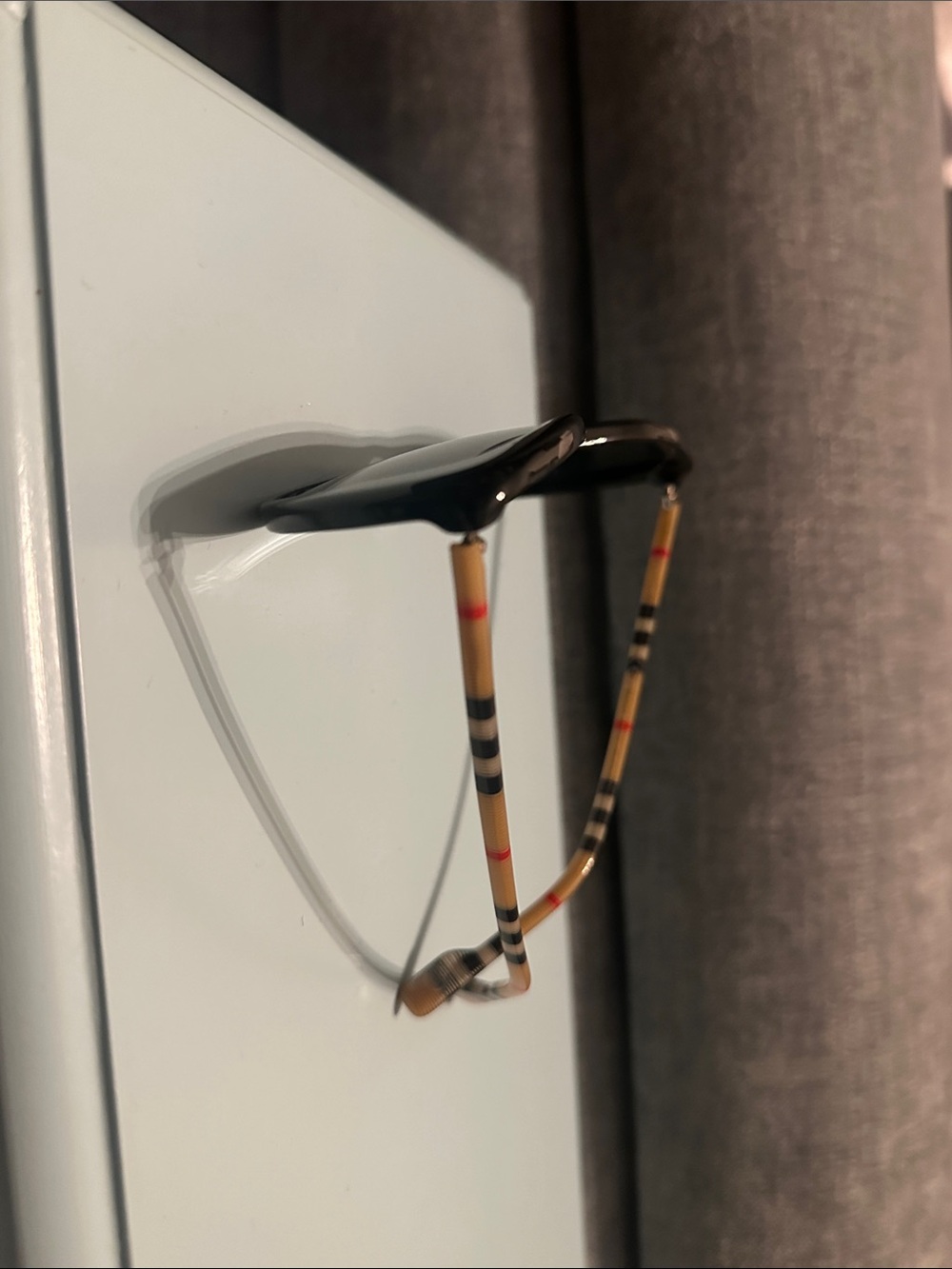 Burberry Black Sunglasses with Signature Check Temples - Picture 7 of 8